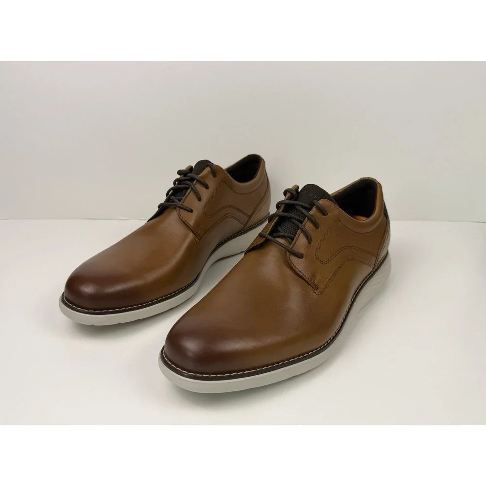 Rockport Garett Plain Toe Men's Size 10.5‎ Leather Brown Cognac CH4295